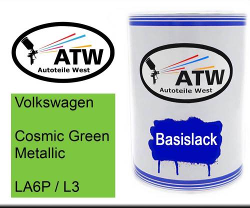 Volkswagen, Cosmic Green Metallic, LA6P / L3: 500ml Lackdose, von ATW Autoteile West.